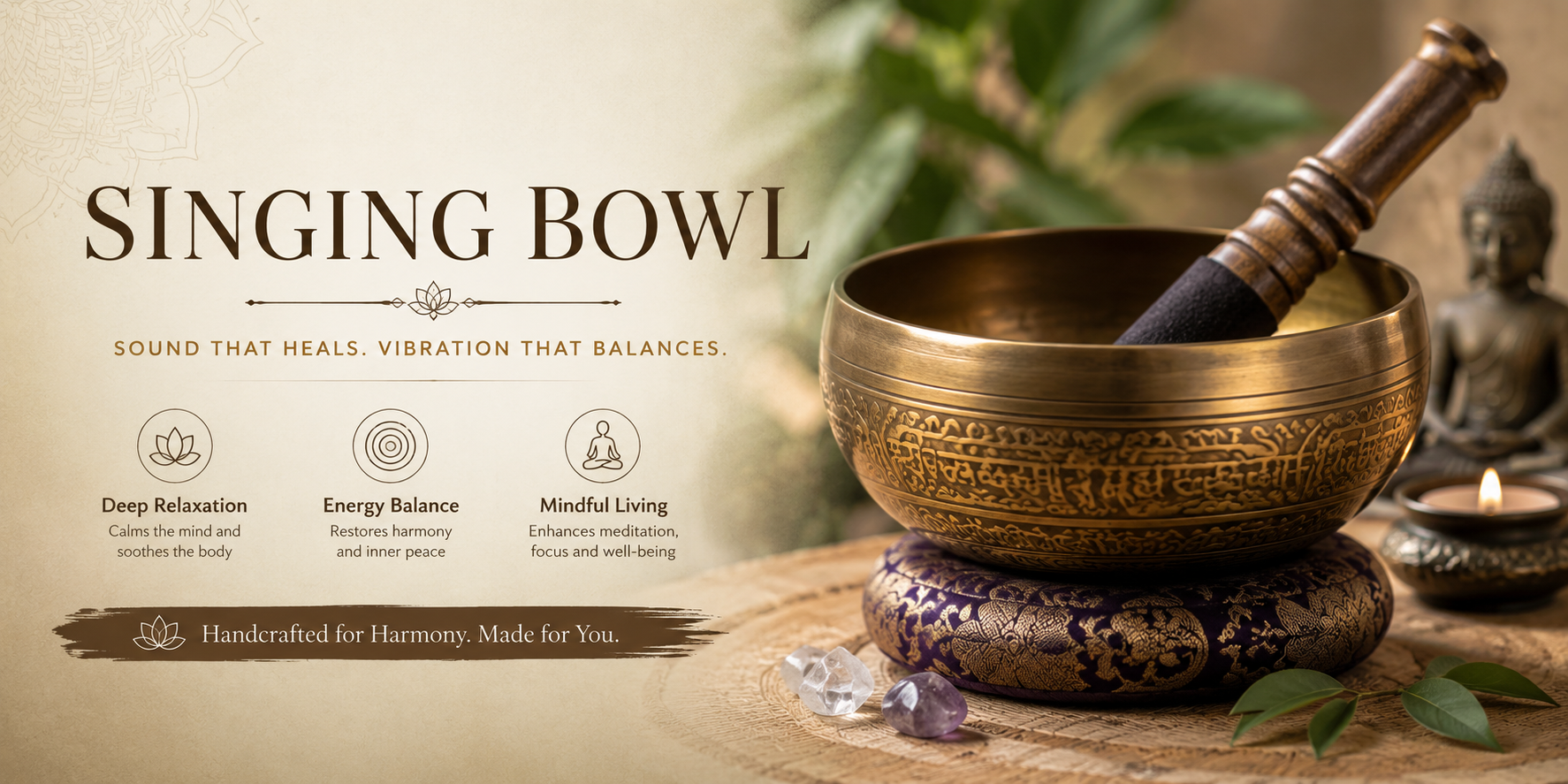 <h5>Best Singing Bolws & Other Meditation Items</h5><h6>Free Delivery in INDIA</h6>