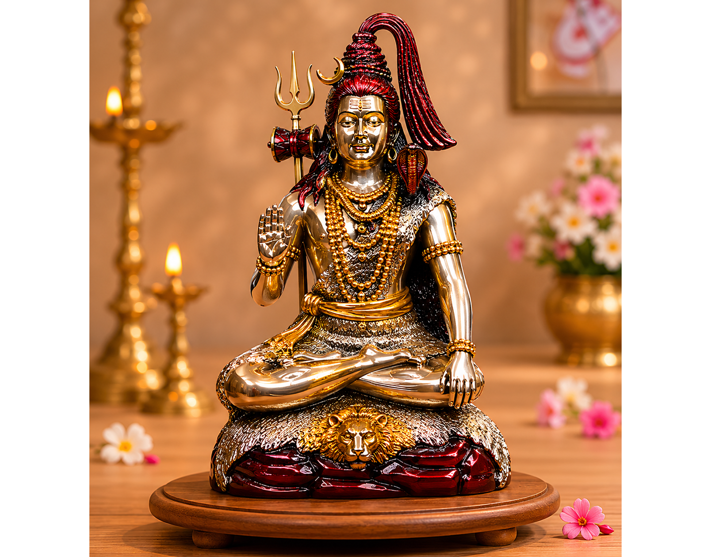 Silver Cotted Brass Shiva Idol