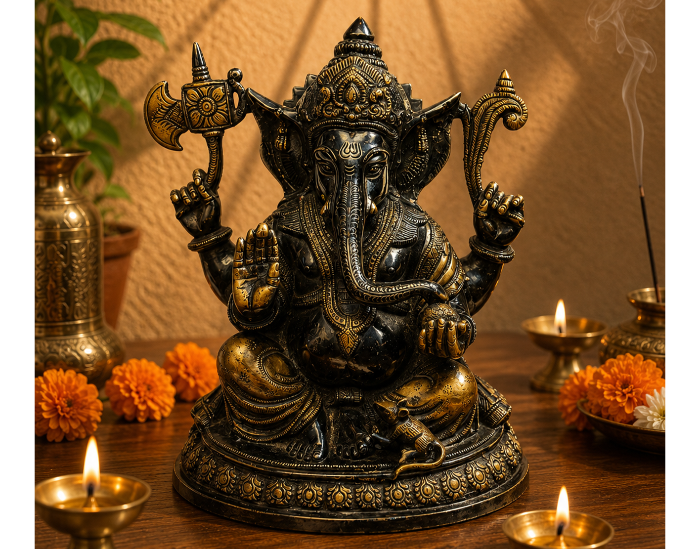 Brass Black Ganesha