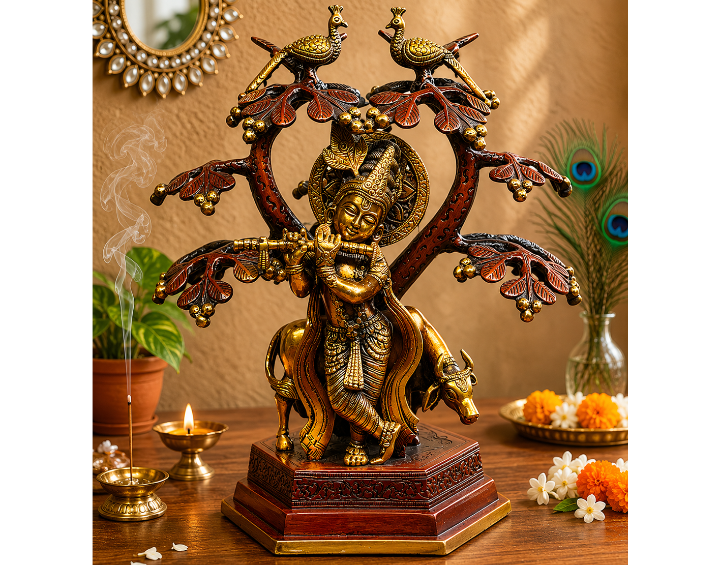 Krishna Under Kadamba Tree Brass Statue