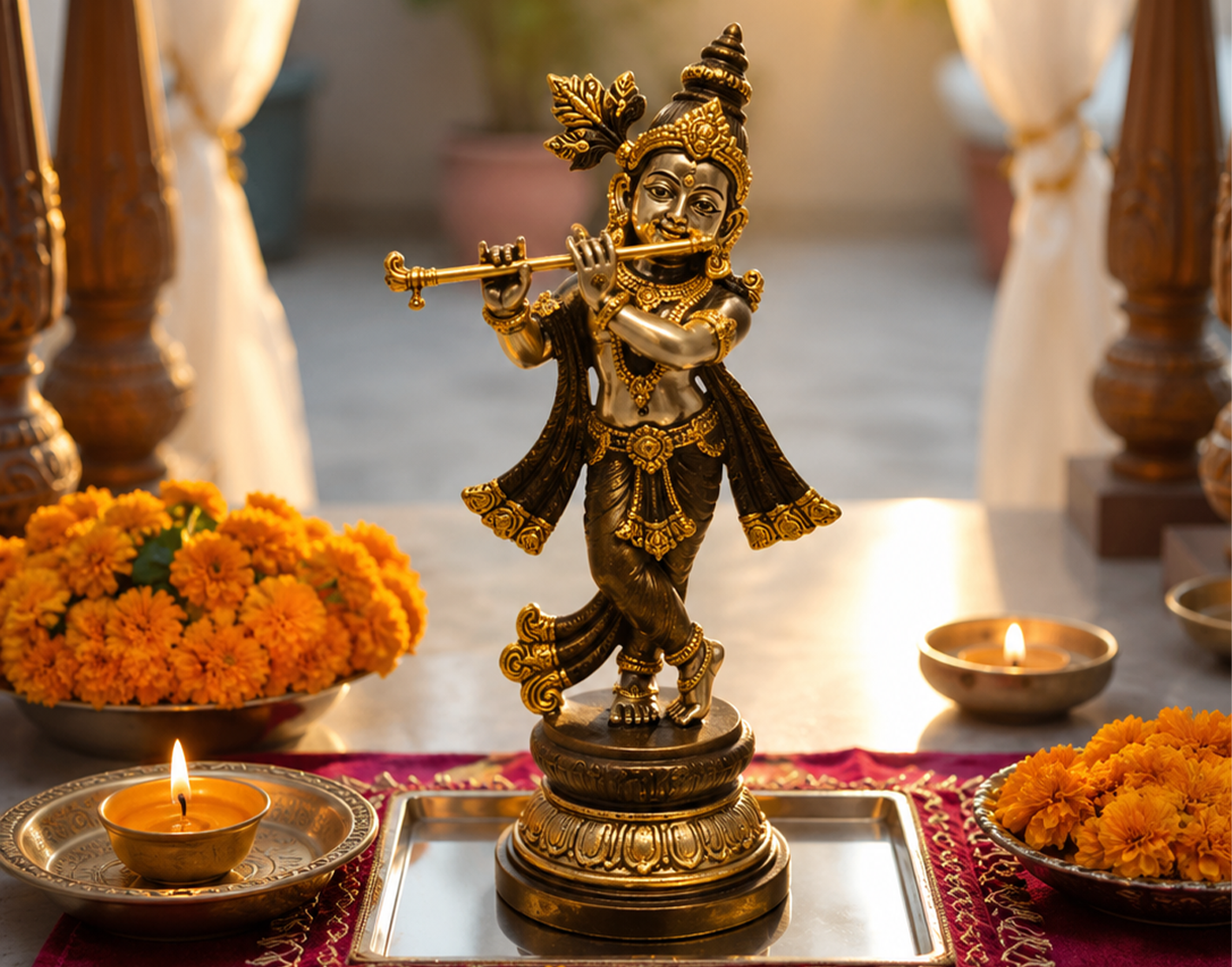 Flute Krishna Idol