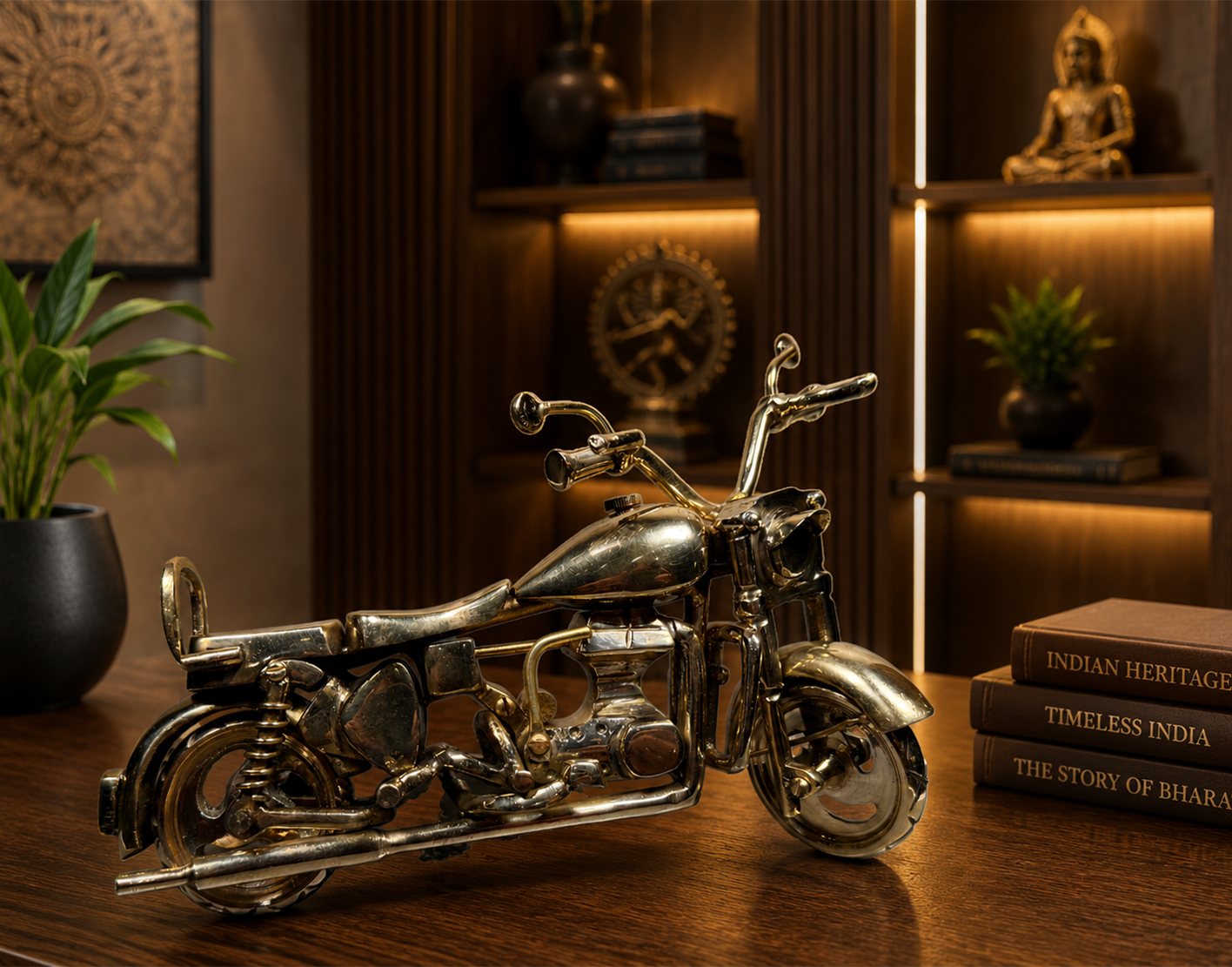 Vintage Handmade Metal Motorcycle Showpiece