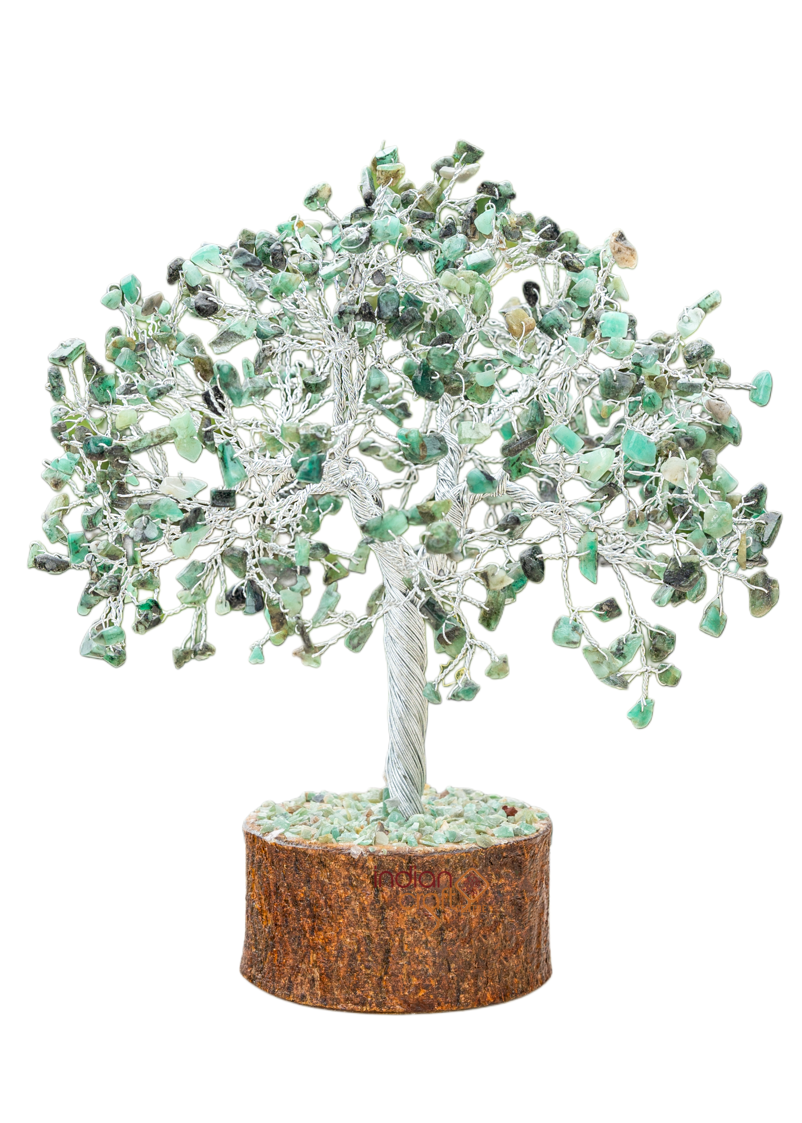 Green Aventurine Gemstone Tree on Wooden-Style Base