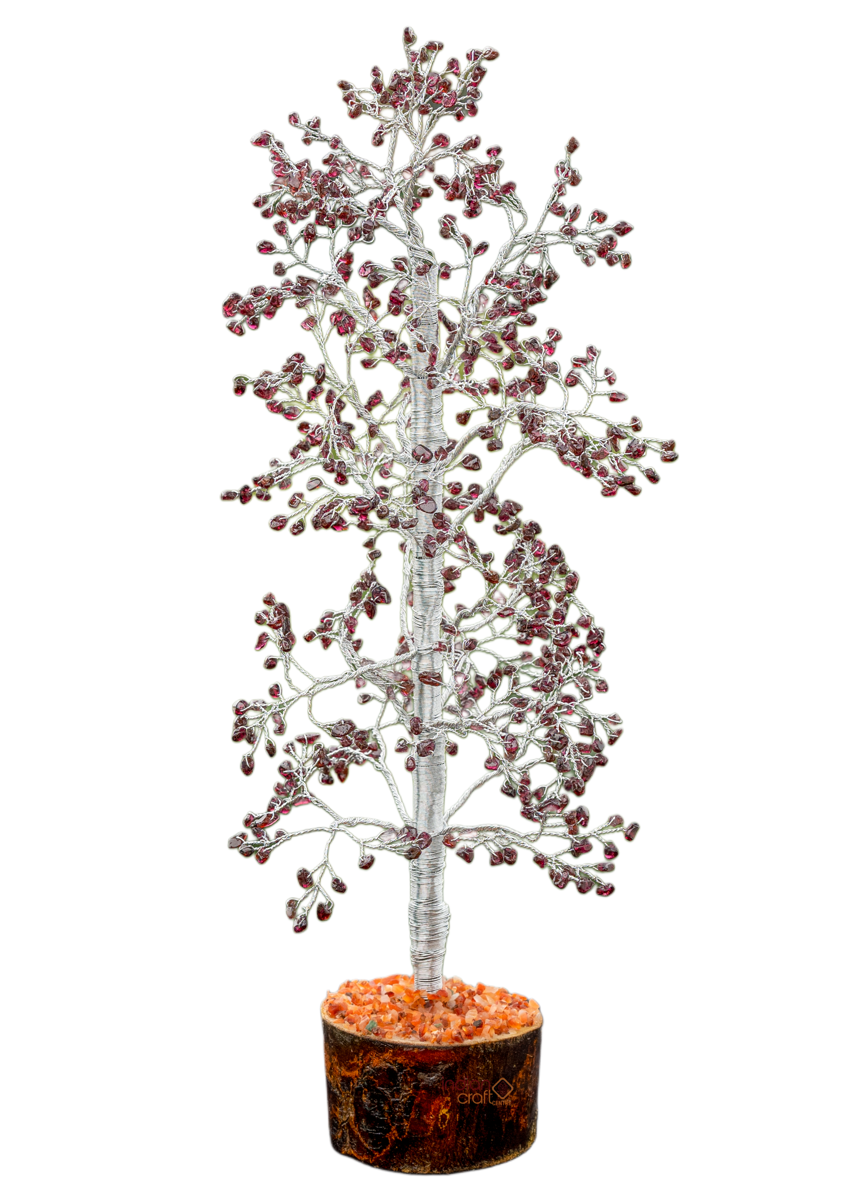 Garnet Crystal Gemstone Tree on Wooden Base