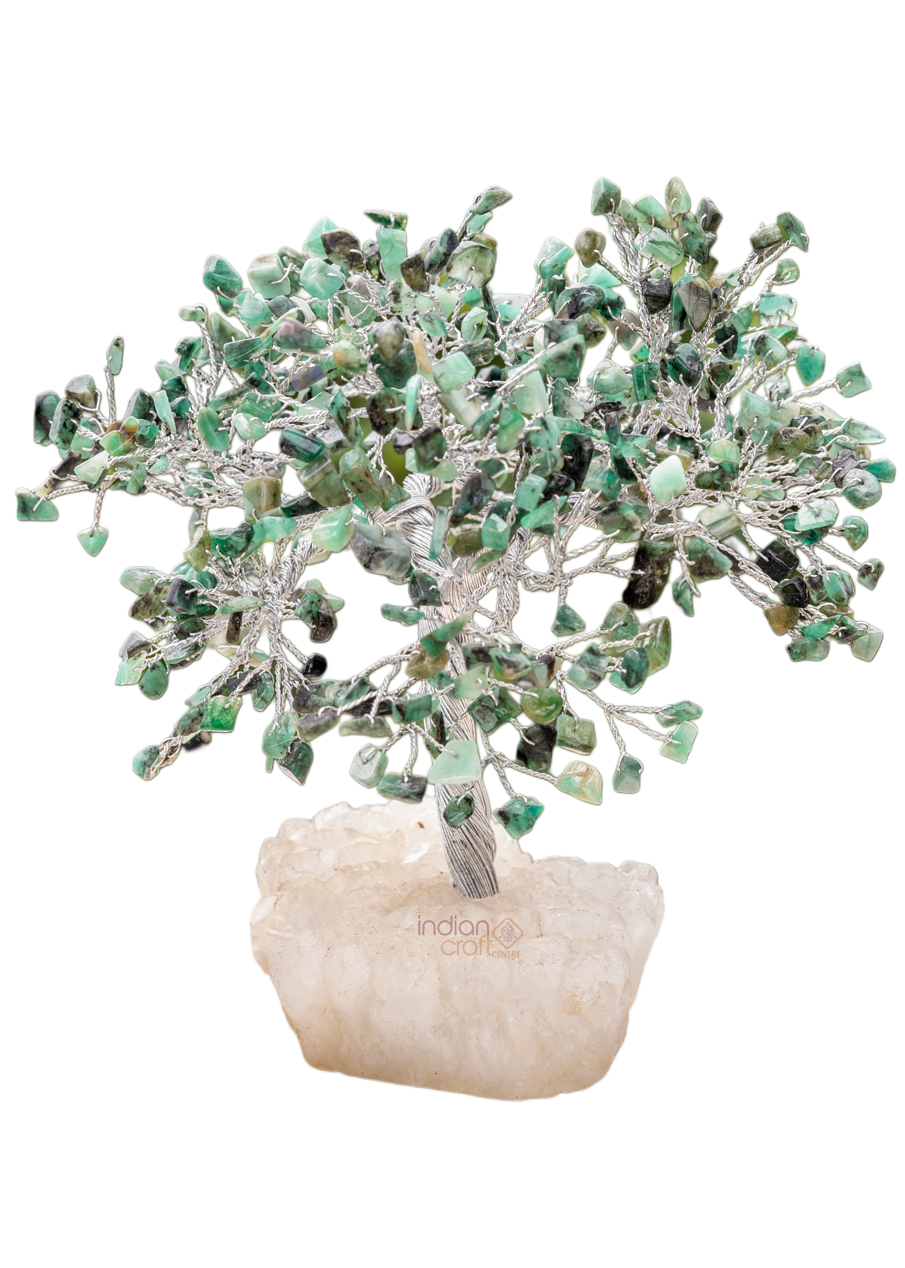 Green Aventurine Gemstone Tree on White Quartz Base