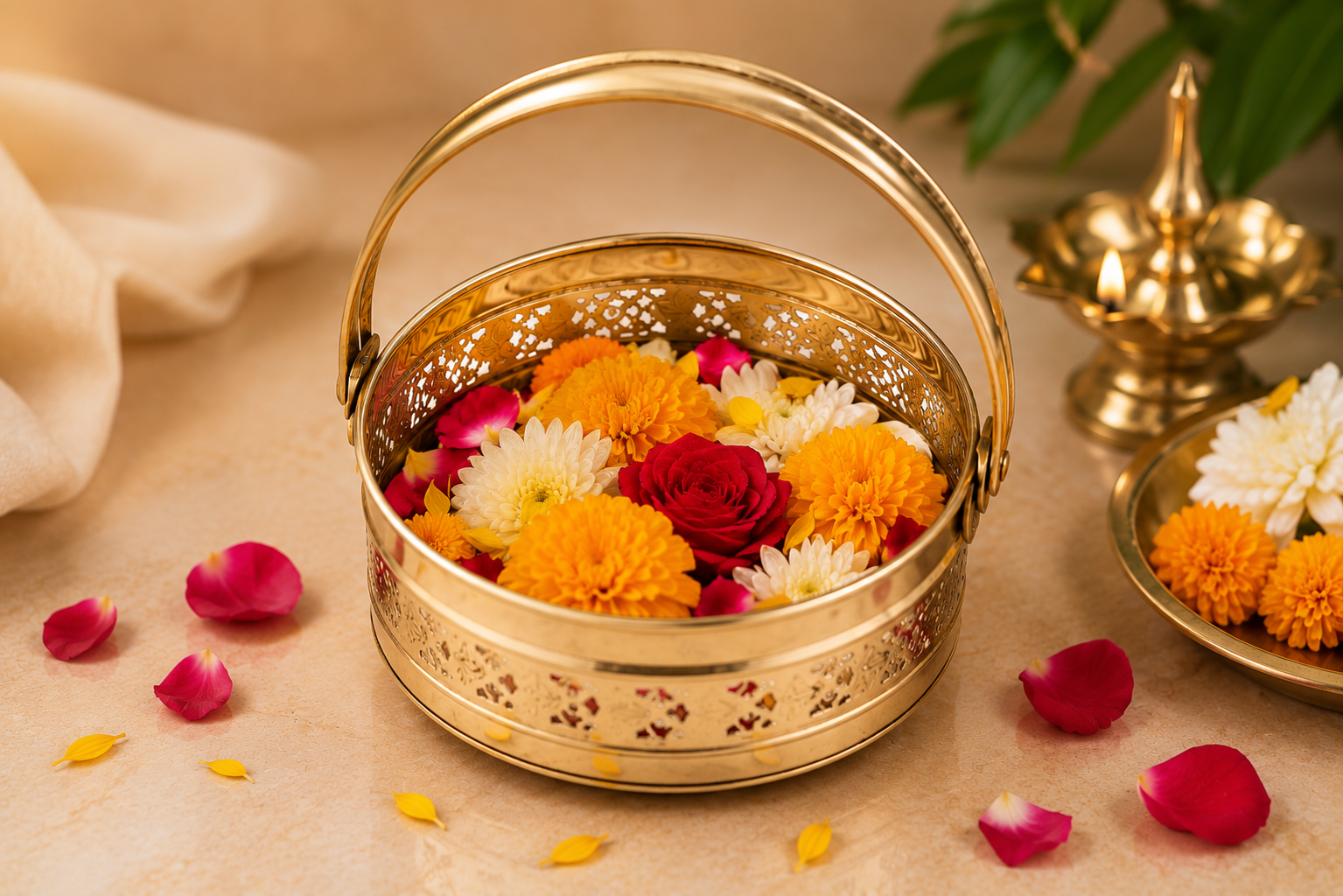 Brass Flower Basket