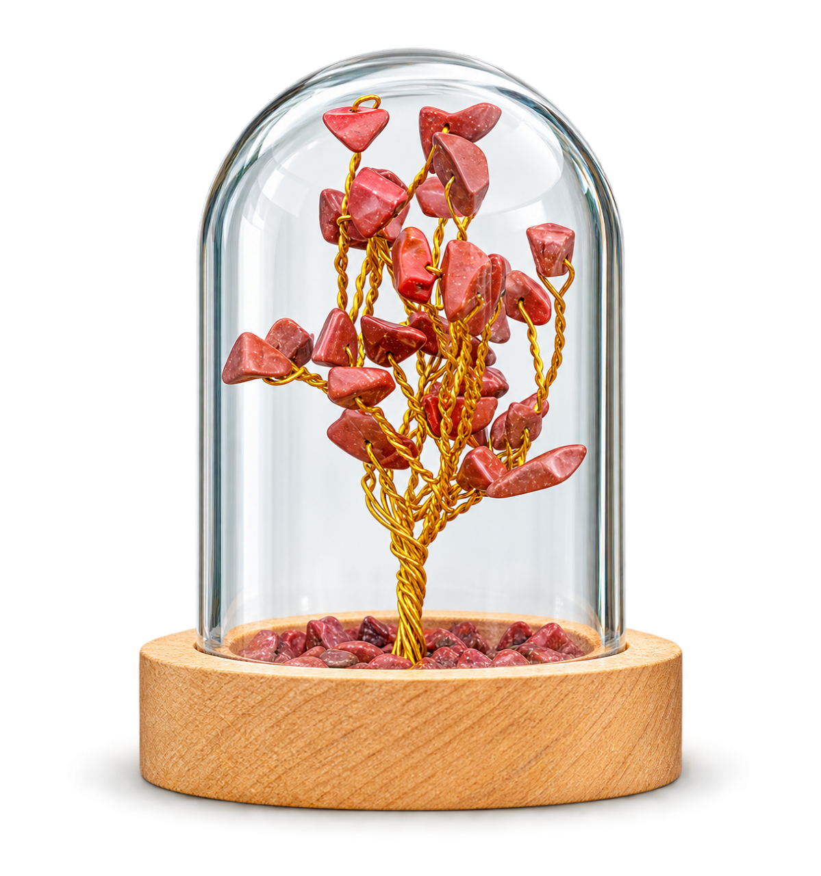 Red Jasper Gemstone Tree in Glass Dome