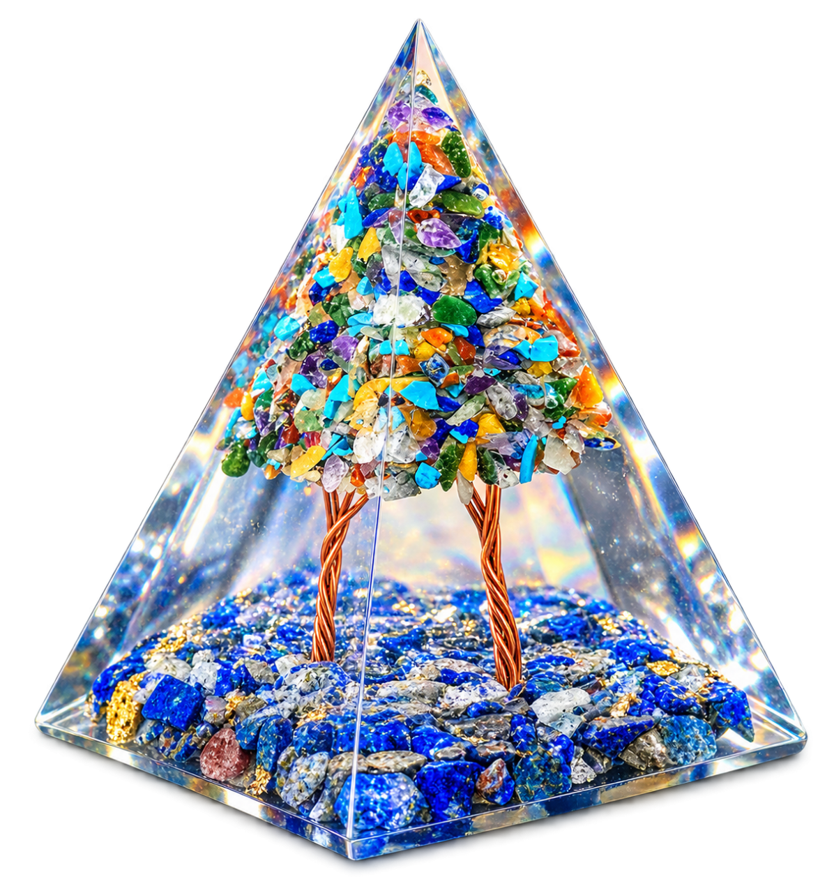 7 Chakra Gemstone Tree Orgonite Pyramid
