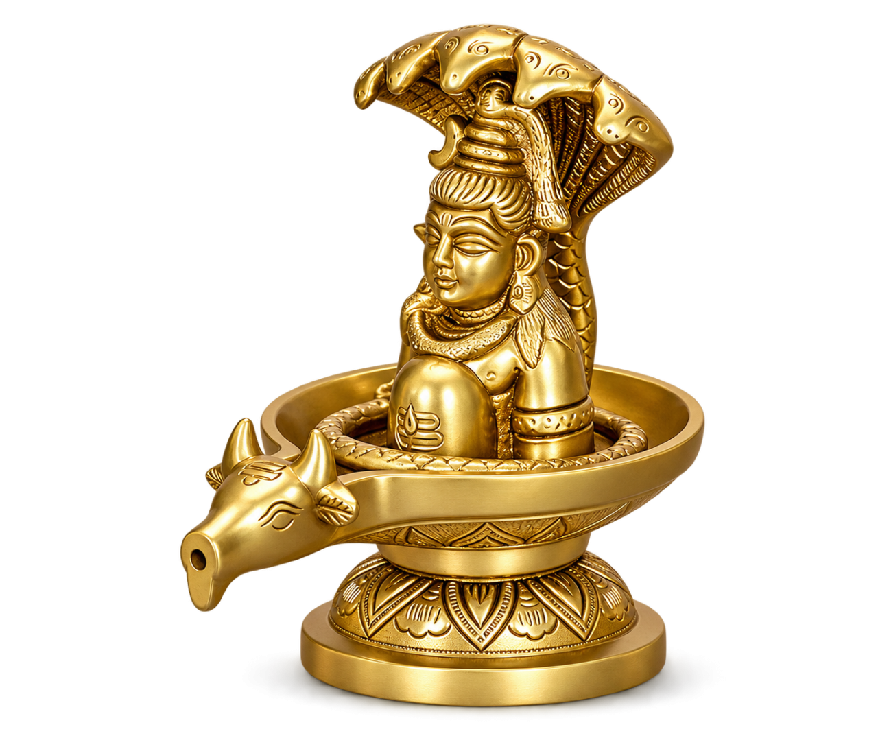 Brass Shiva Lingam with Nandi & Snake Idol