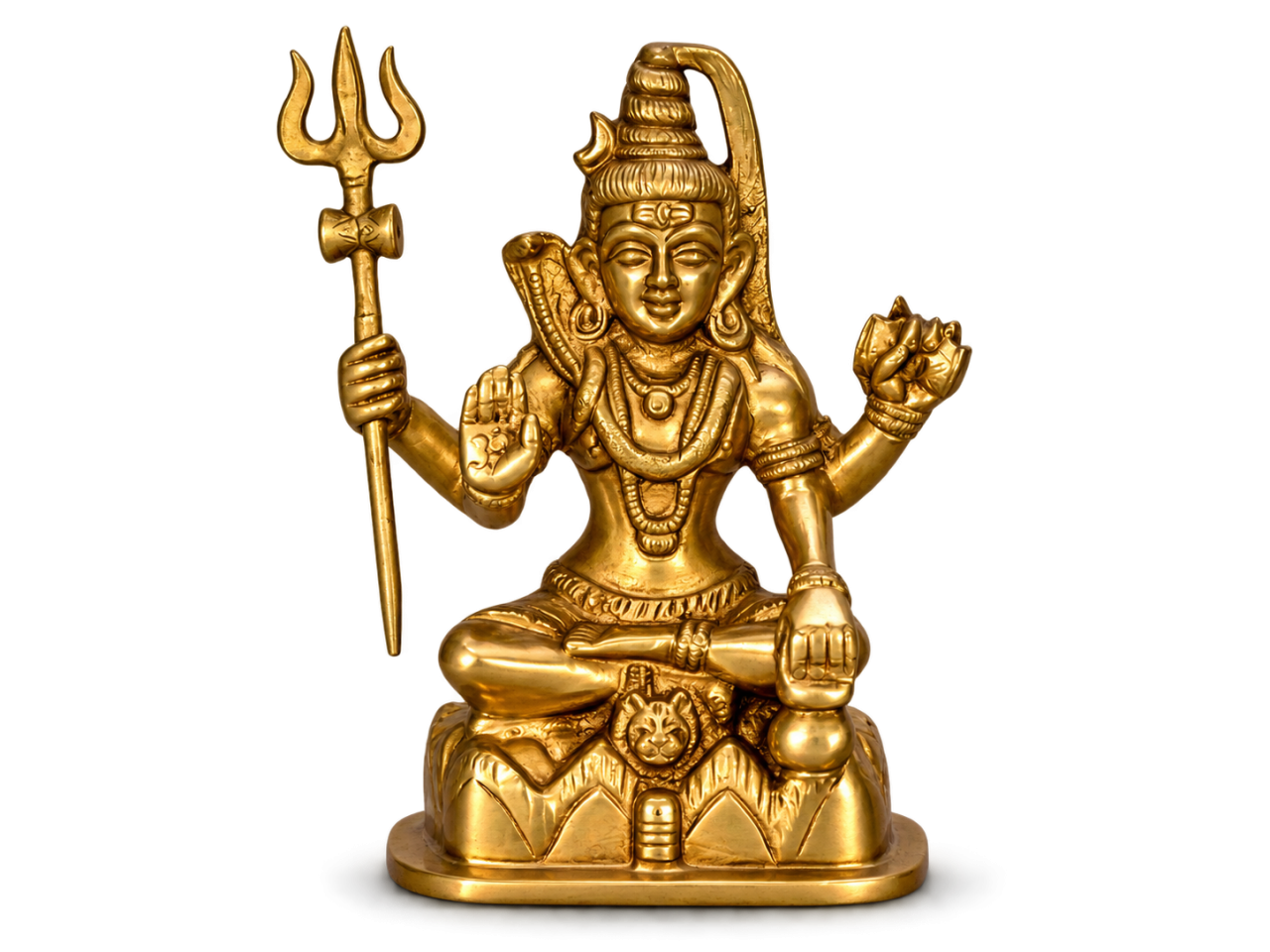 Brass Lord Shiva Meditation Statue with Trishul