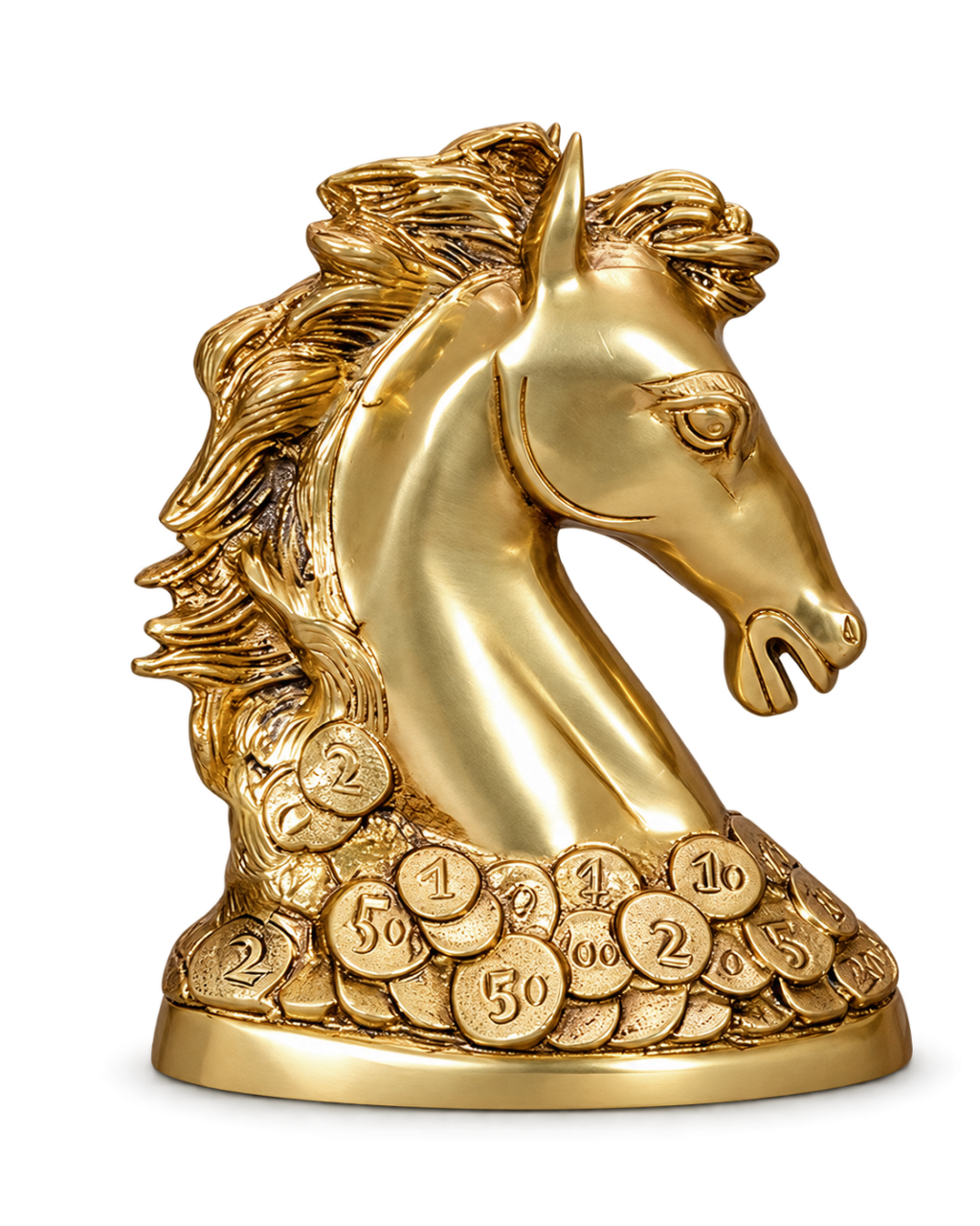 Brass Horse Head Wealth Statue