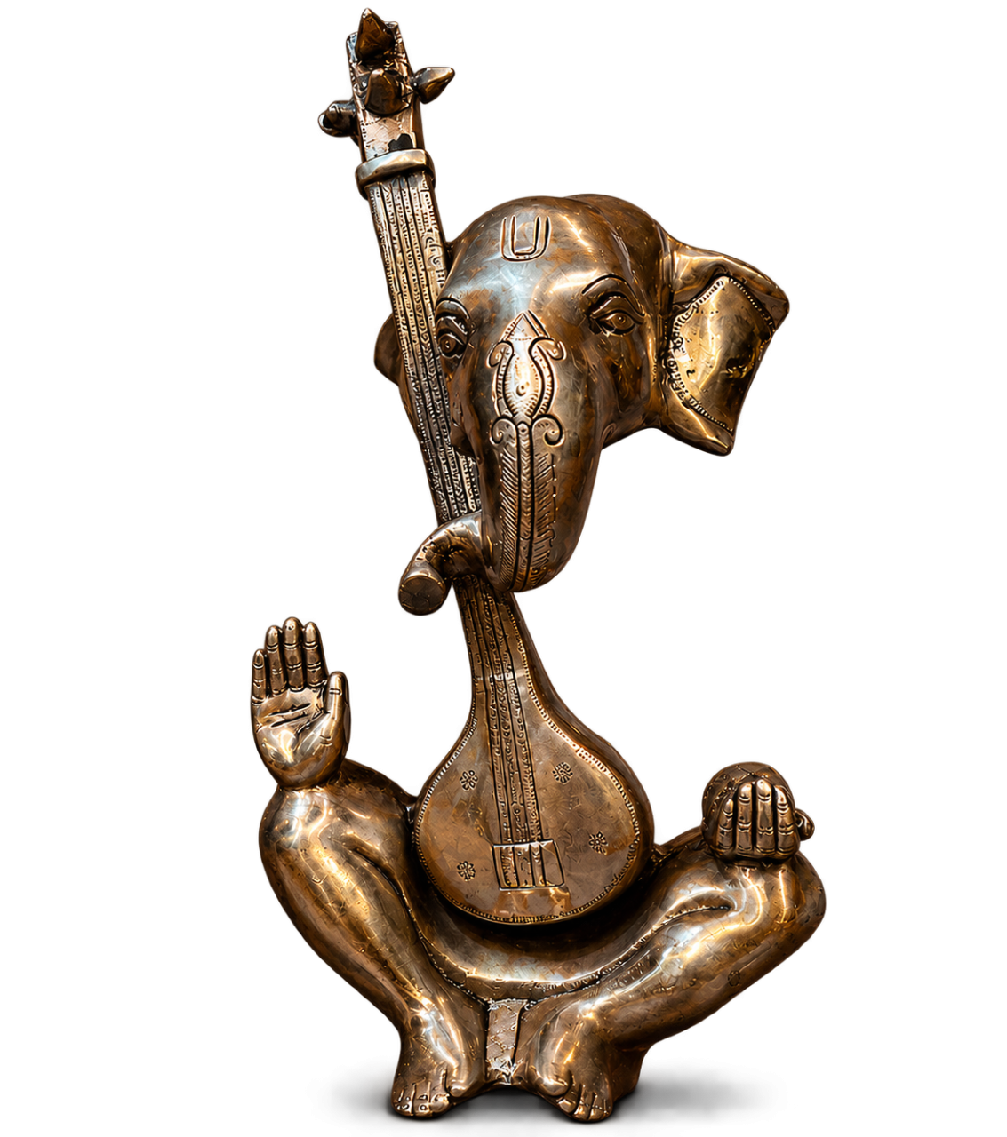 Lord Ganesha Veena Brass Statue