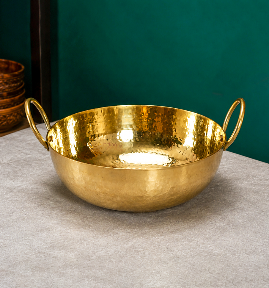 Hammered Brass Kadai with Double Handles
