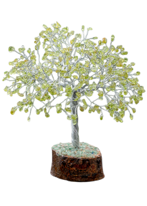 Peridot Gemstone Tree on Wooden Base