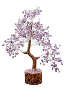 Amethyst Crystal Gemstone Tree on Wooden Base