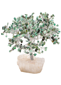 Green Aventurine Gemstone Tree on White Quartz Base