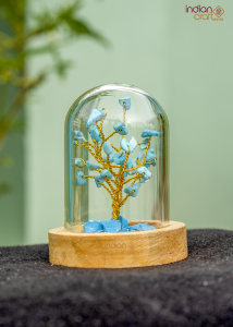 Turquoise Gemstone Tree in Glass Dome