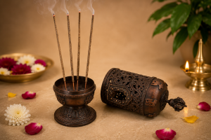 Premium Mantra Brass Incense Burner