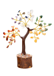7 Chakra Gemstone Tree on Wooden Base