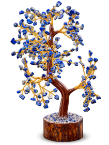 Lapis Lazuli Gemstone Bonsai Tree on Wooden Base