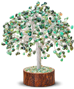 Green Aventurine Gemstone Tree on Wooden-Style Base