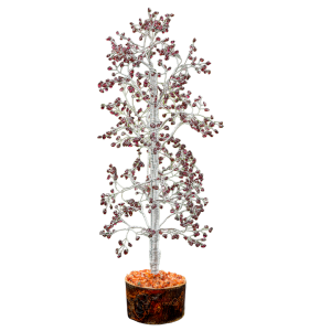 Garnet Crystal Gemstone Tree on Wooden Base