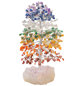 Seven Chakra Gemstone Tree on Natural Quartz Base