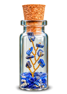 Mini Sodalite Gemstone Tree in Glass Bottle with Cork Lid