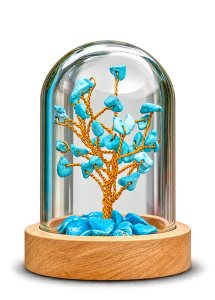Turquoise Gemstone Tree in Glass Dome