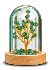 Green Aventurine Gemstone Tree in Glass Dome
