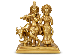 Radha Krishna with Kamadhenu Brass Idol