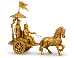 Brass Krishna Arjuna Chariot Statue