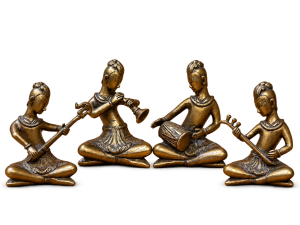 Brass Indian Musician Figurine Set
