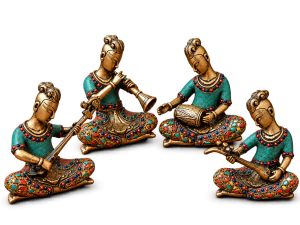Gemstone Inlay Brass Musician Set