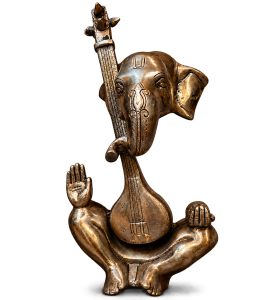 Lord Ganesha Veena Brass Statue