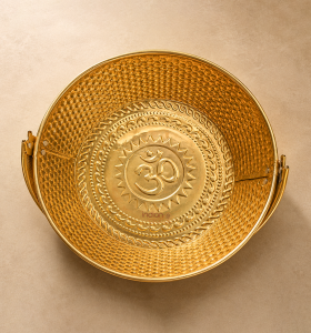 Brass Puja Basket with Om Engraving
